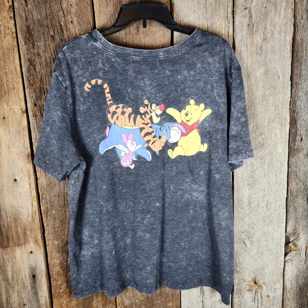 Disney Winnie the Pooh Mineral Wash Graphic T-Shirt Gray 2X Tigger Eeyore Piglet